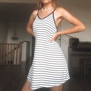 black and white striped dress